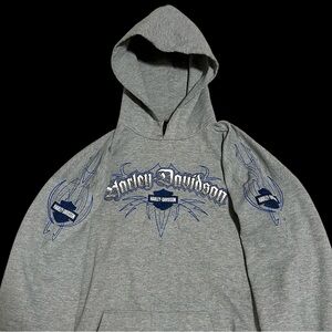 Harley-Davidson Gray and Blue Men's Hoodie